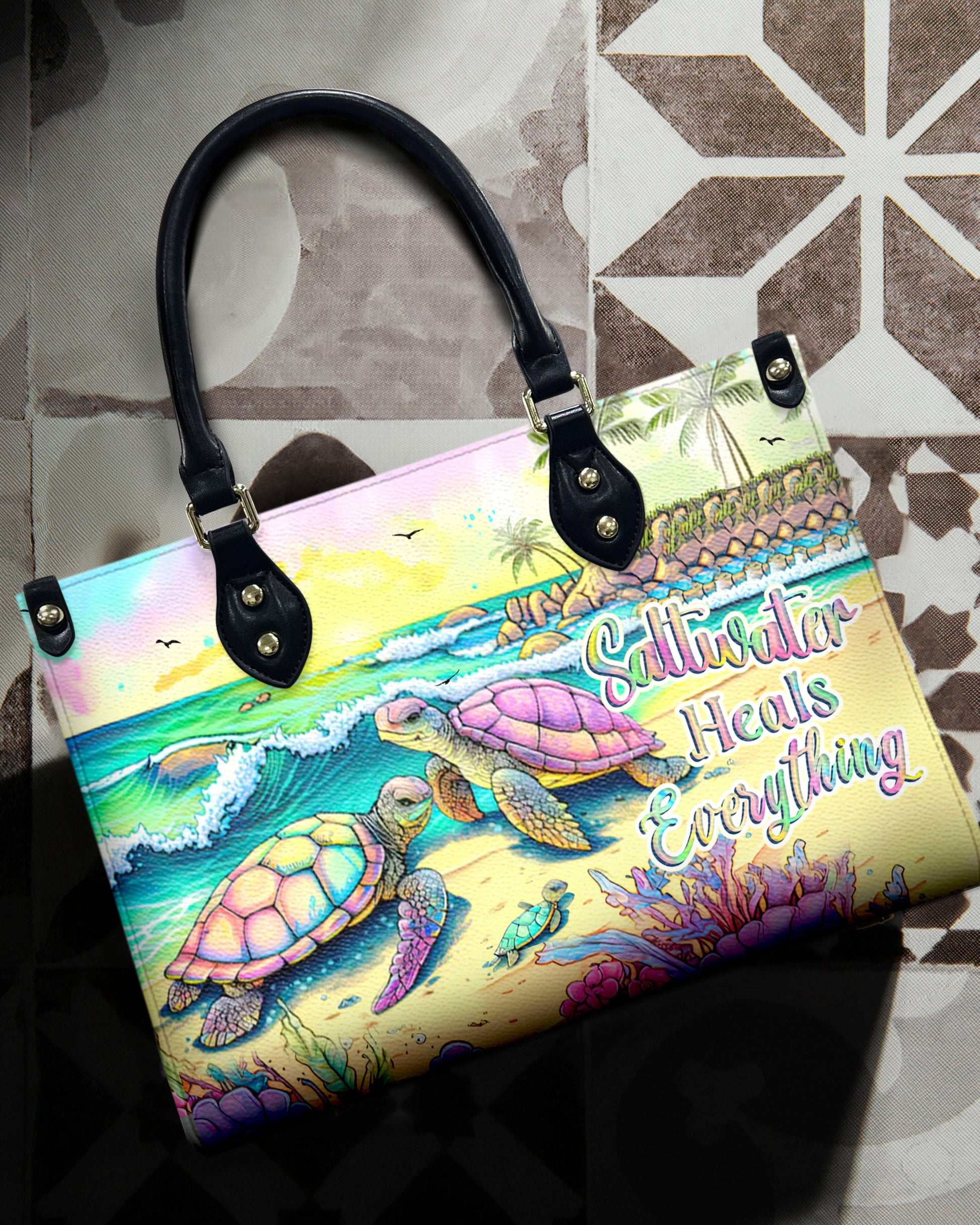 Bigcrowns SALTWATER HEALS EVERYTHING LEATHER HANDBAG N0807244