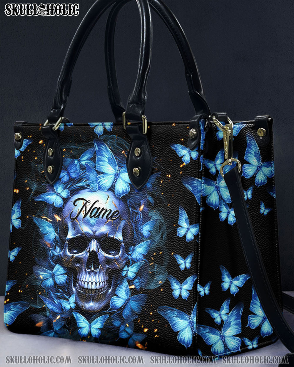 SKULL BUTTERFLY LEATHER HANDBAG - TLTR2703242