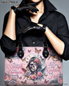 SHE WEARS STRENGTH AND DARKNESS SKULL LEATHER HANDBAG - TLNO0706244