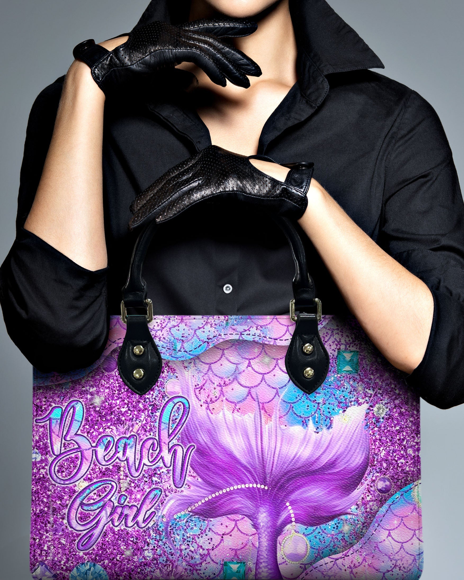 Bigcrowns BEACH GIRL MERMAID LEATHER HANDBAG N0606241