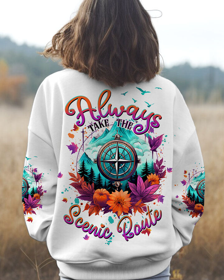 ALWAYS TAKE THE SCENIC ROUTE COMPASS ALL OVER PRINT - TLTW2507234