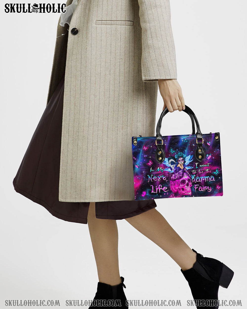 KARMA FAIRY SUGAR SKULL LEATHER HANDBAG - YHHN2203243