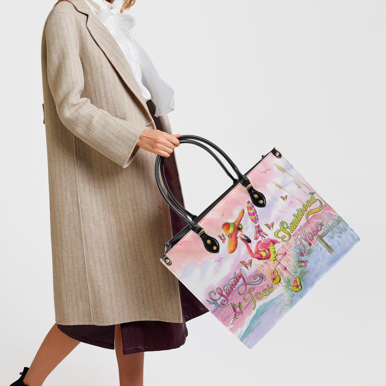 Bigcrowns SANDY TOES SUNKISSED NOSE FLAMINGO LEATHER HANDBAG YHDU2703245