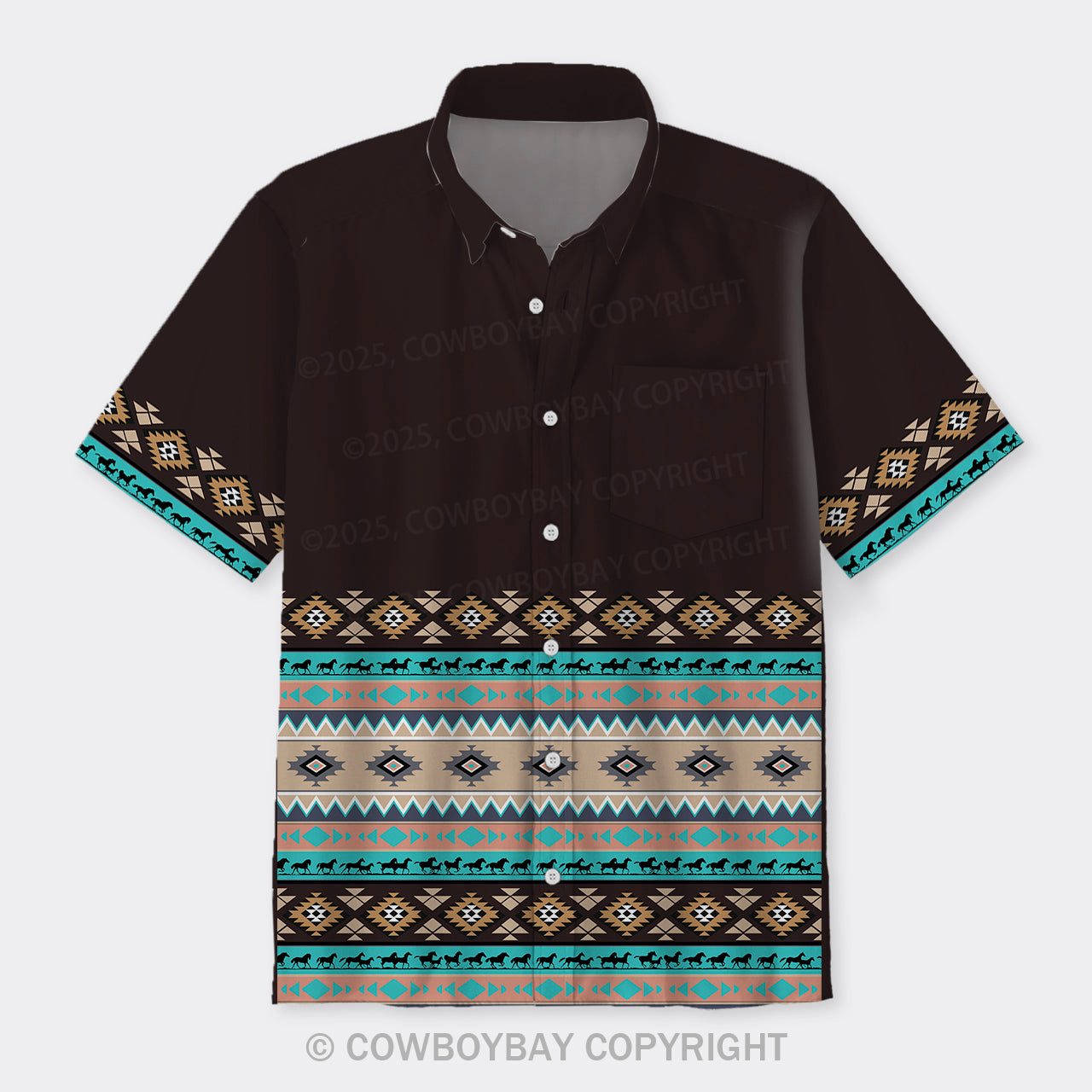 Aztec Pattern Design Button Up Shirts_1