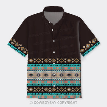 Aztec Pattern Design Button Up Shirts_1