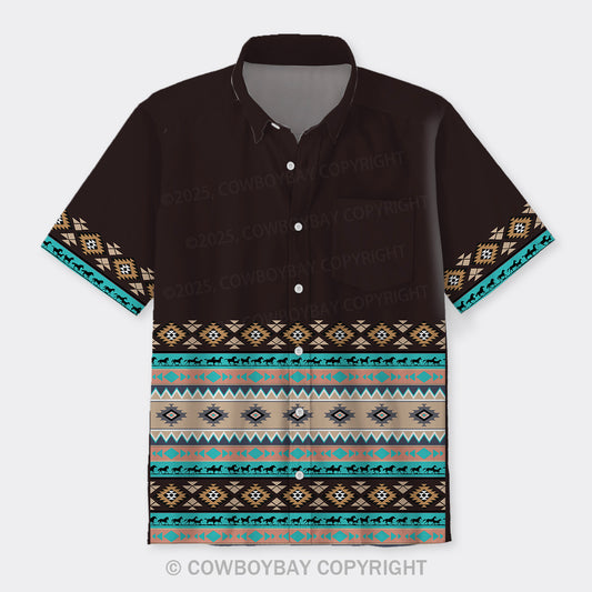 Aztec Pattern Design Button Up Shirts_1