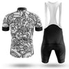 BigCrowns | Black White Gears Cycling Short Sleeve Cycling Kit