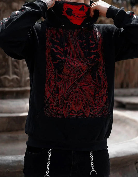 Satan Bat Wing Print Sweatshirt