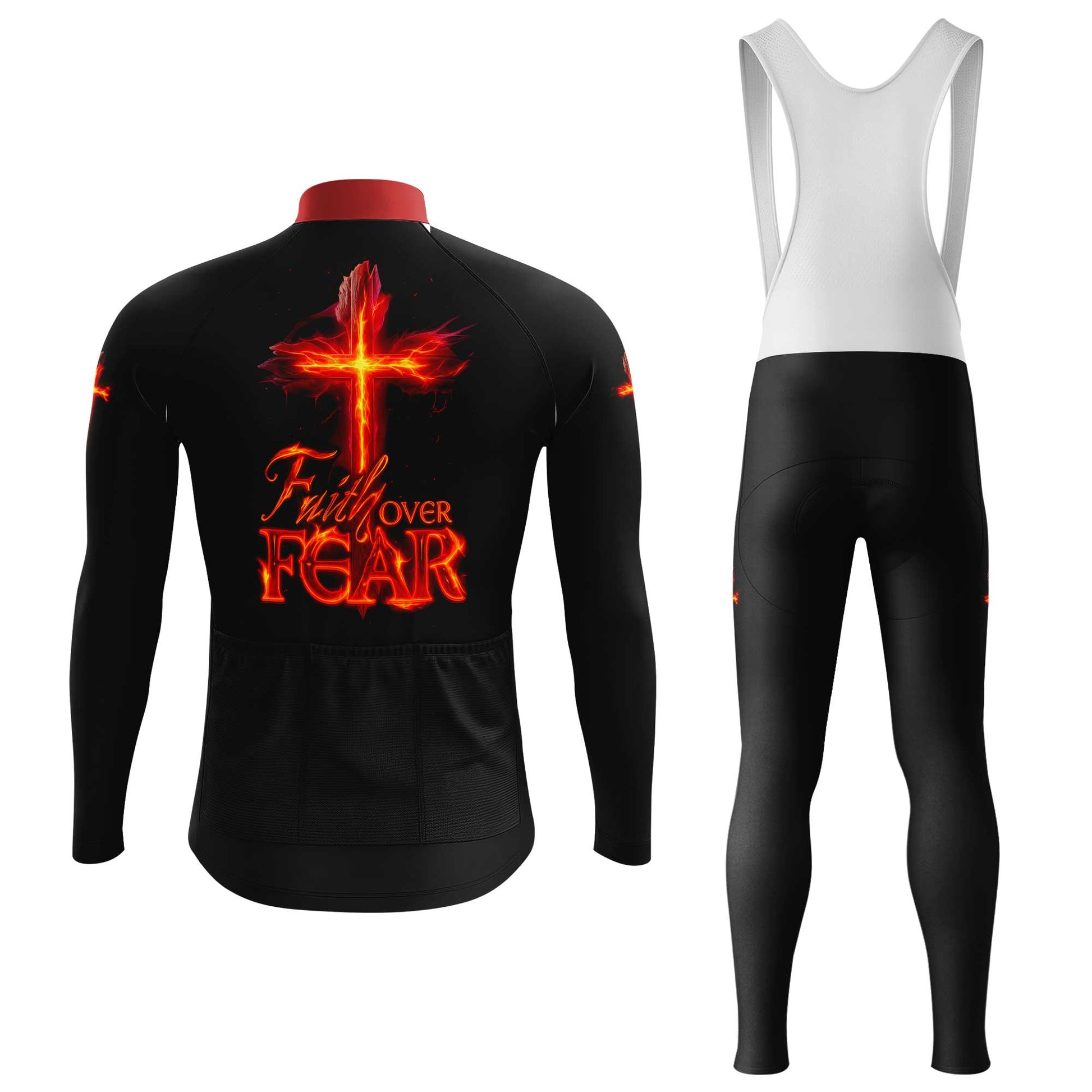 Faith Over Fear Men's Cycling Jersey Set, Road Bike Cycling Kit for Men, Biking Outfit, Bicycle Suit, Team Racing Uniform