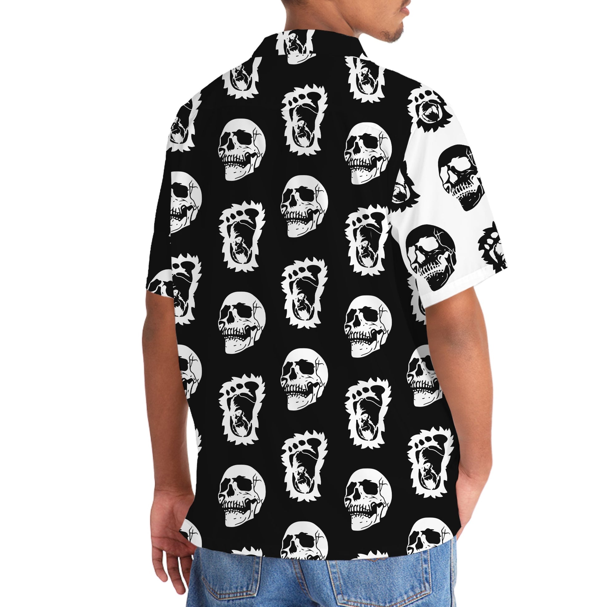 Halloween Bigfoot Silhouette Skull Hawaiian Shirt
