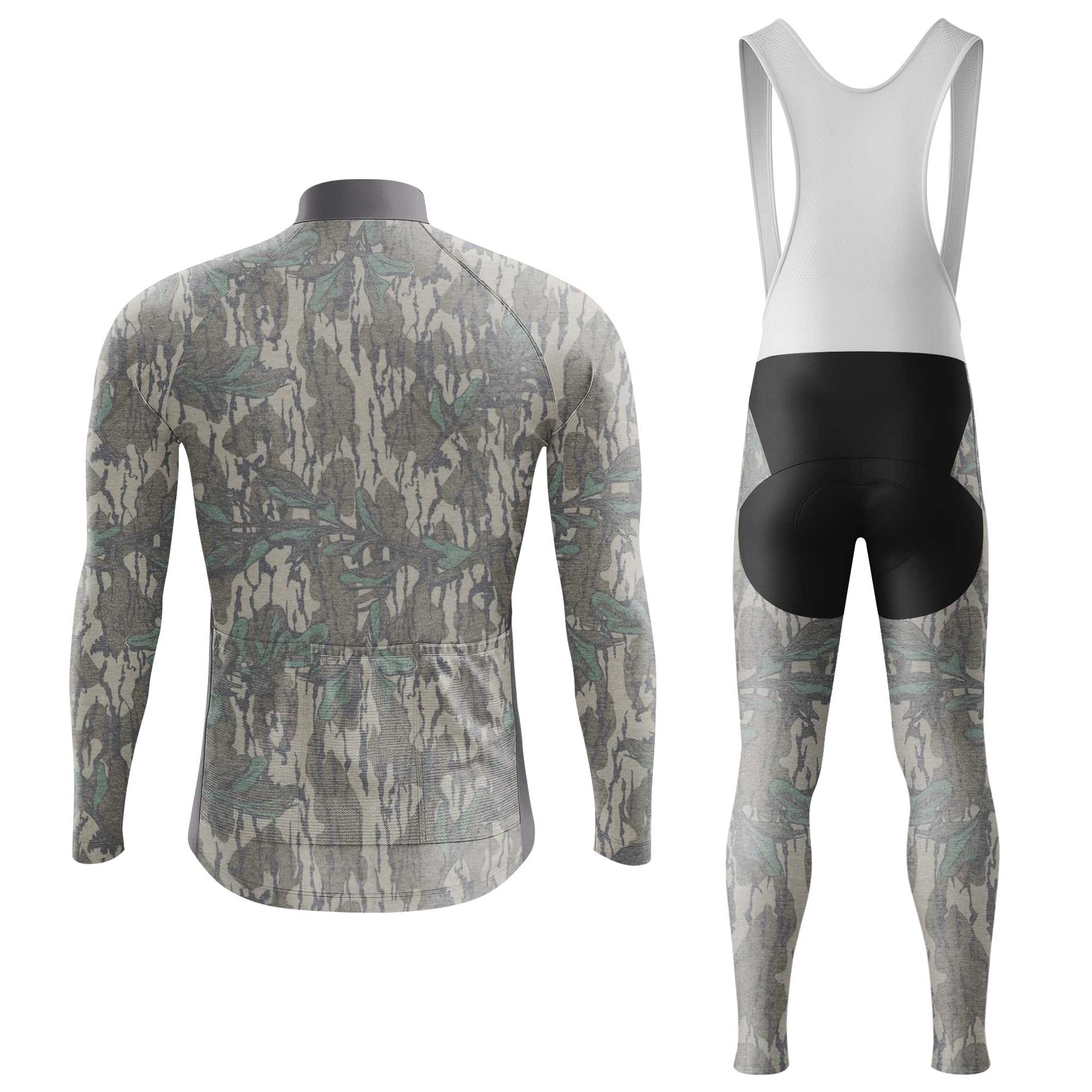 Camo Leaf Men's Cycling Jersey Set, Road Bike Cycling Kit for Men, Biking Outfit, Bicycle Suit, Team Racing Uniform