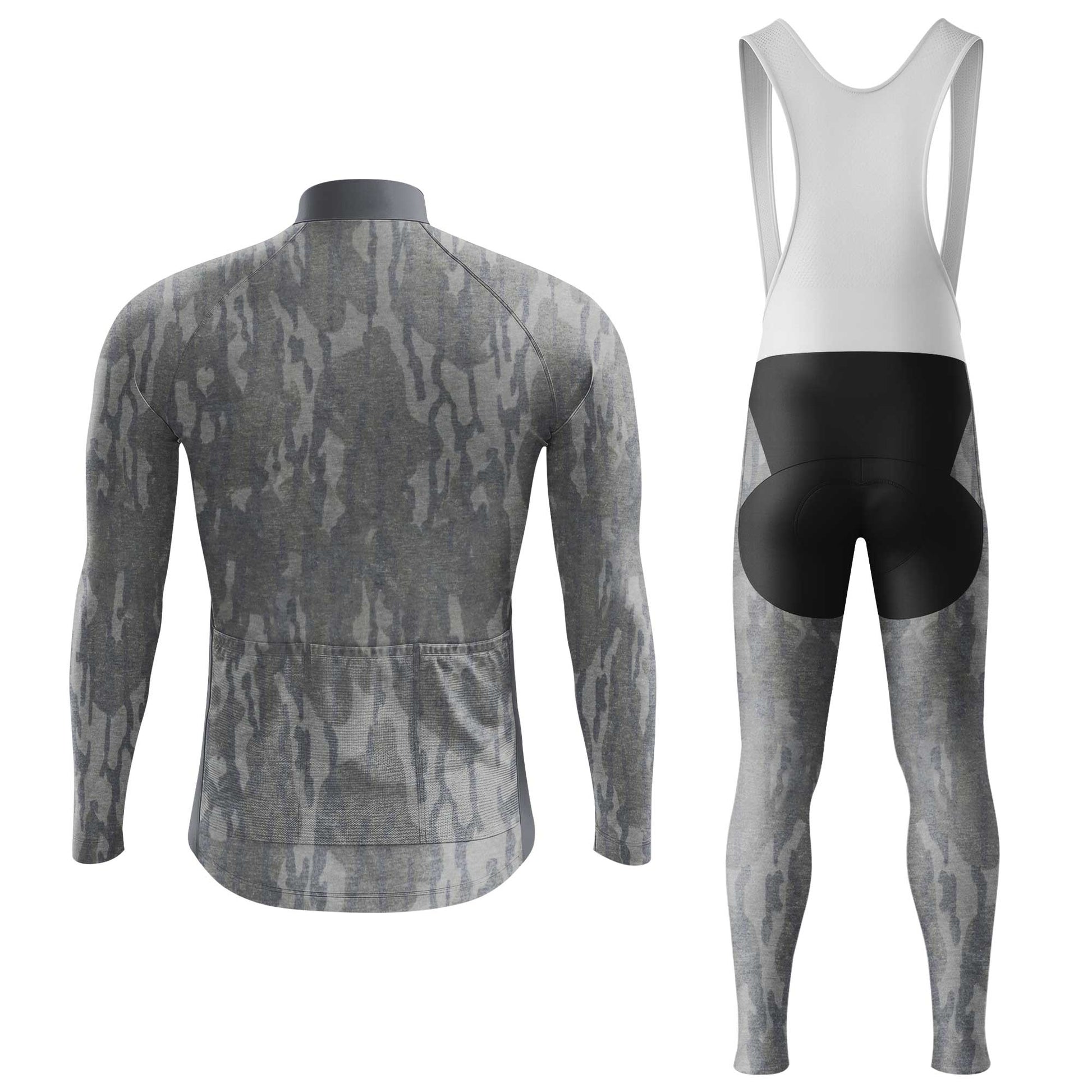 Grey Camo Men's Cycling Jersey Set, Road Bike Cycling Kit for Men, Biking Outfit, Bicycle Suit, Team Racing Uniform