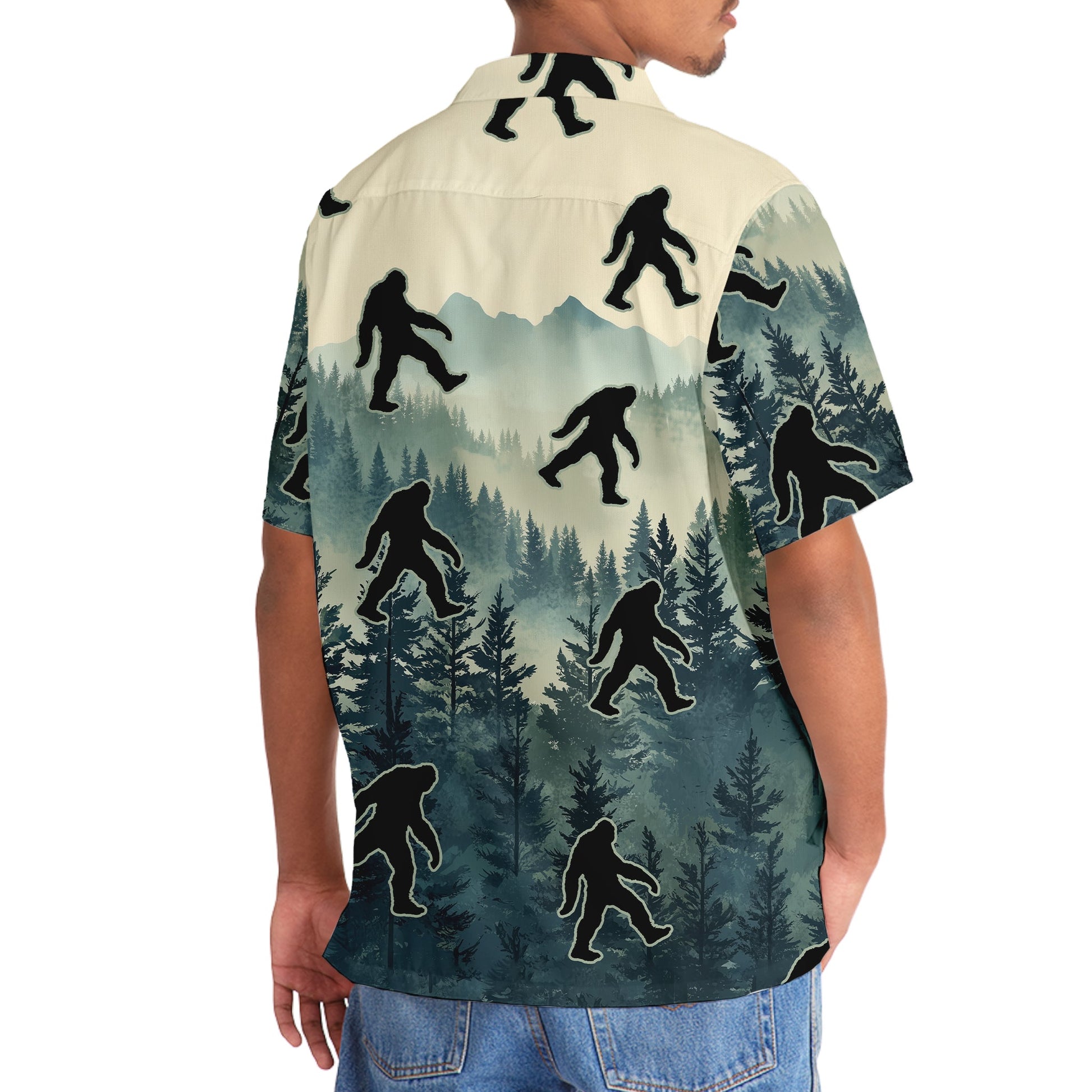 Funny Bigfoot Sasquatch In the Jungle Hawaiian Shirt