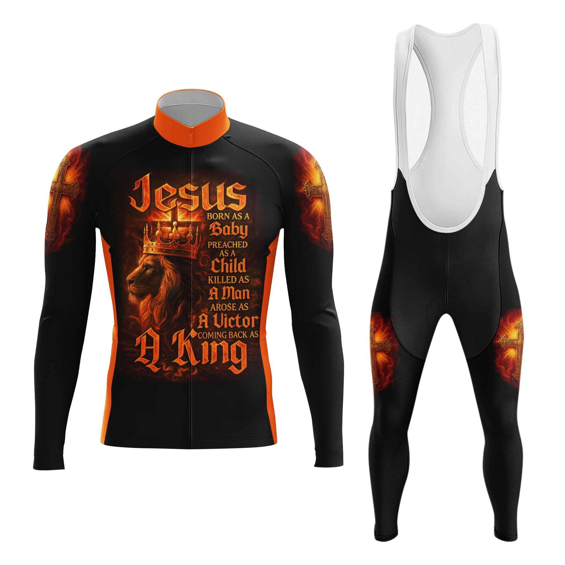 Jesus Lion King Men's Cycling Jersey Set, Road Bike Cycling Kit for Men, Biking Outfit, Bicycle Suit, Team Racing Uniform