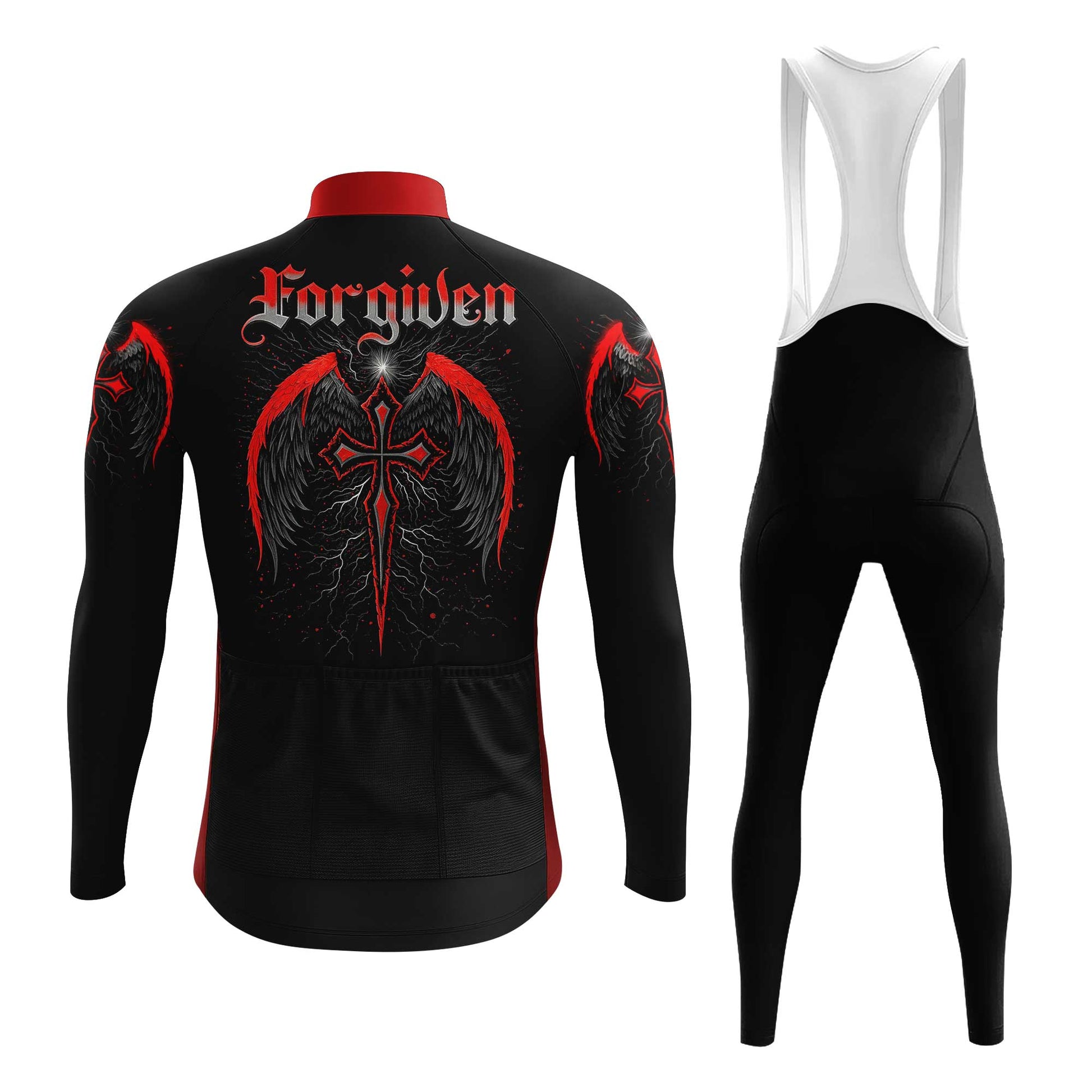 Forgiven Cross Men's Cycling Jersey Set, Road Bike Cycling Kit for Men, Biking Outfit, Bicycle Suit, Team Racing Uniform