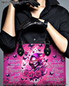DON'T TRY TO FIGURE ME OUT SKULL REAPER ROSE LEATHER HANDBAG - TLTR3007245