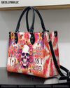 I AM WHO I AM FLORAL SKULL TIE DYE LEATHER HANDBAG - TLTW2406241