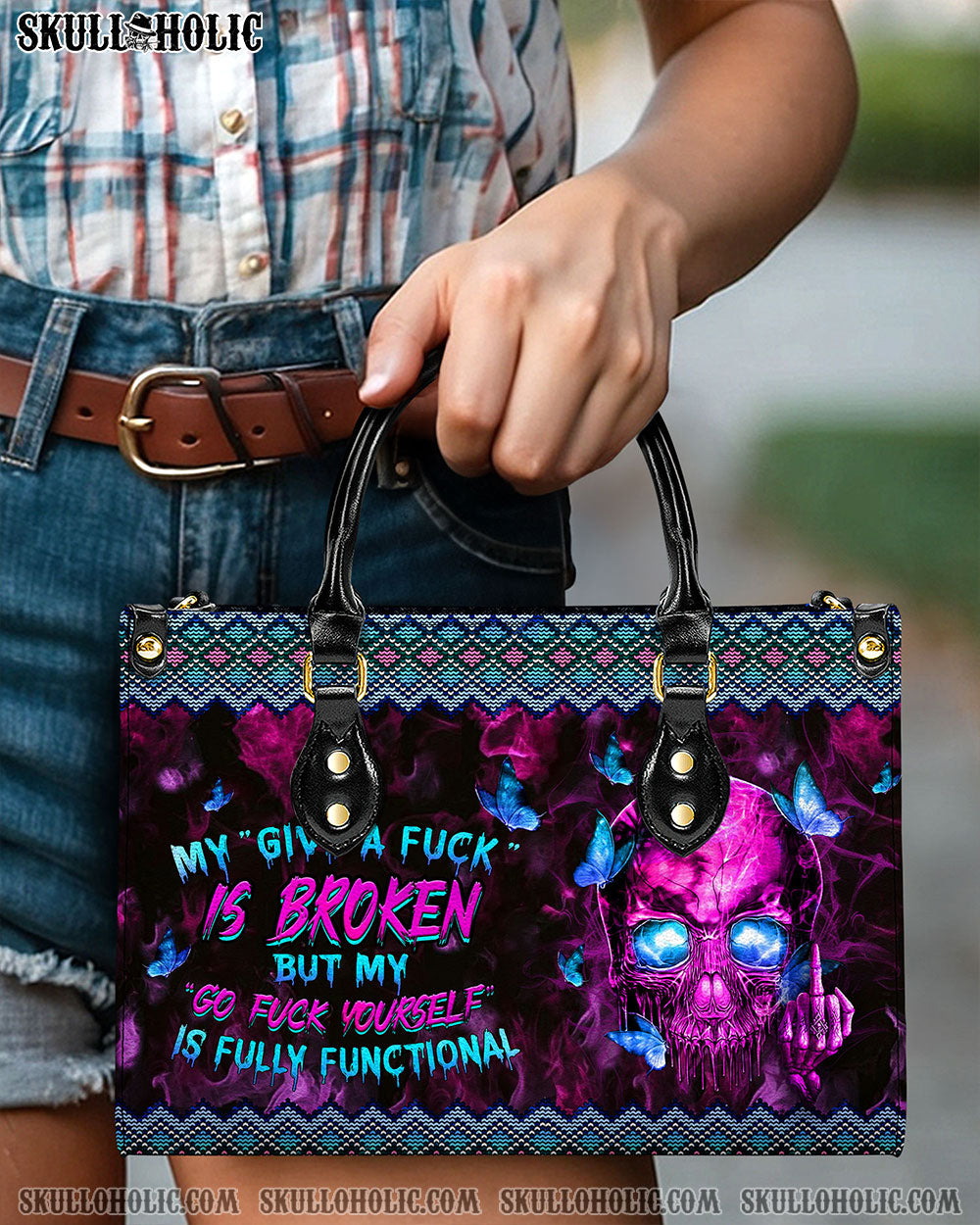 MY GIVE A F IS BROKEN LEATHER HANDBAG - YHHN2603243
