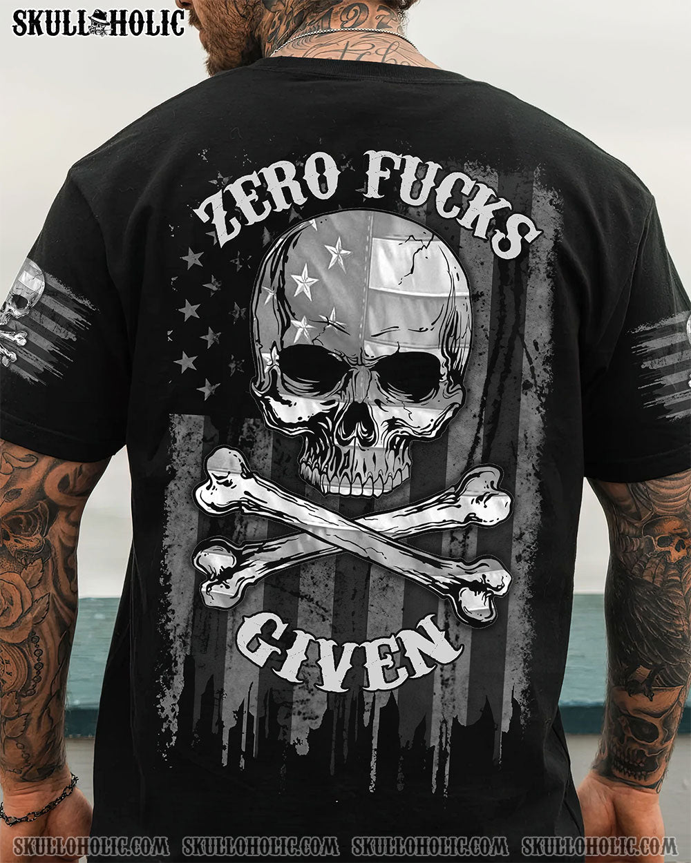 ZERO F GIVEN BONES SKULL B&W FLAG ALL OVER PRINT - TLNZ2304243