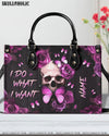 I DO WHAT I WANT SKULL ROSE LEATHER HANDBAG - YHLN3107244