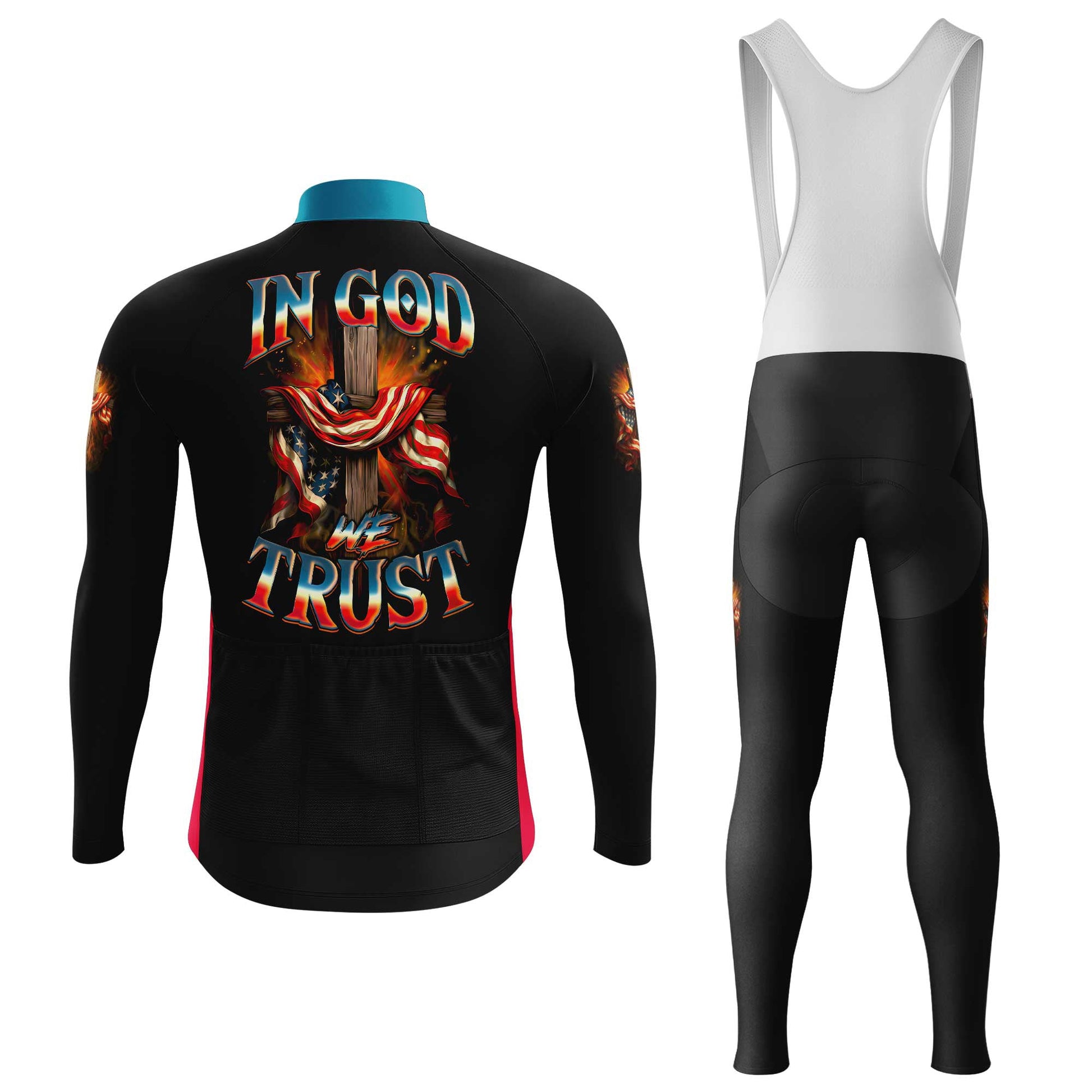 In God We Trust Men's Cycling Jersey Set, Road Bike Cycling Kit for Men, Biking Outfit, Bicycle Suit, Team Racing Uniform