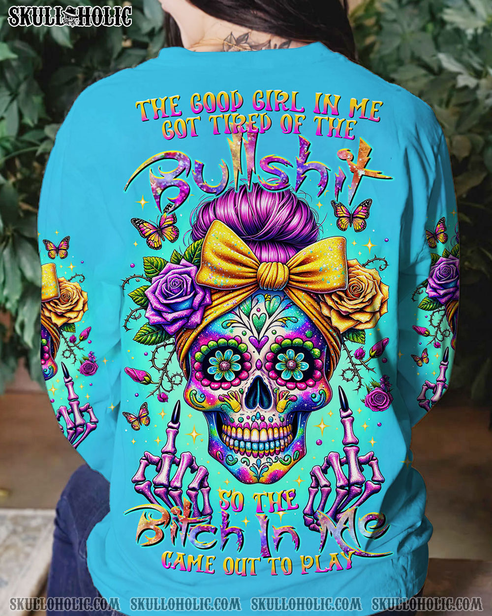 THE GOOD GIRL IN ME SUGAR SKULL ROSE ALL OVER PRINT - TLTR2911235