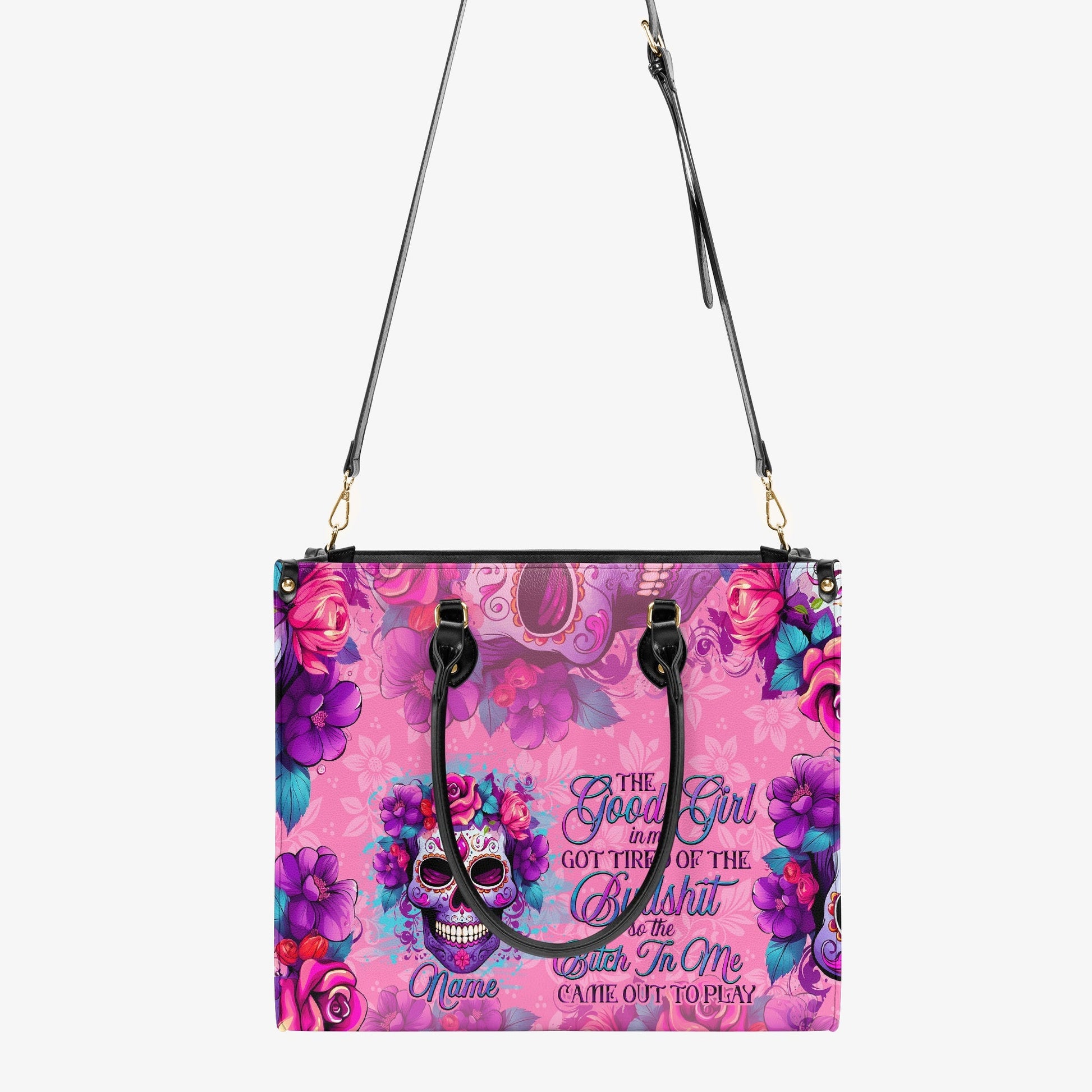 THE GOOD GIRL IN ME SUGAR SKULL LEATHER HANDBAG - TLNO2203241