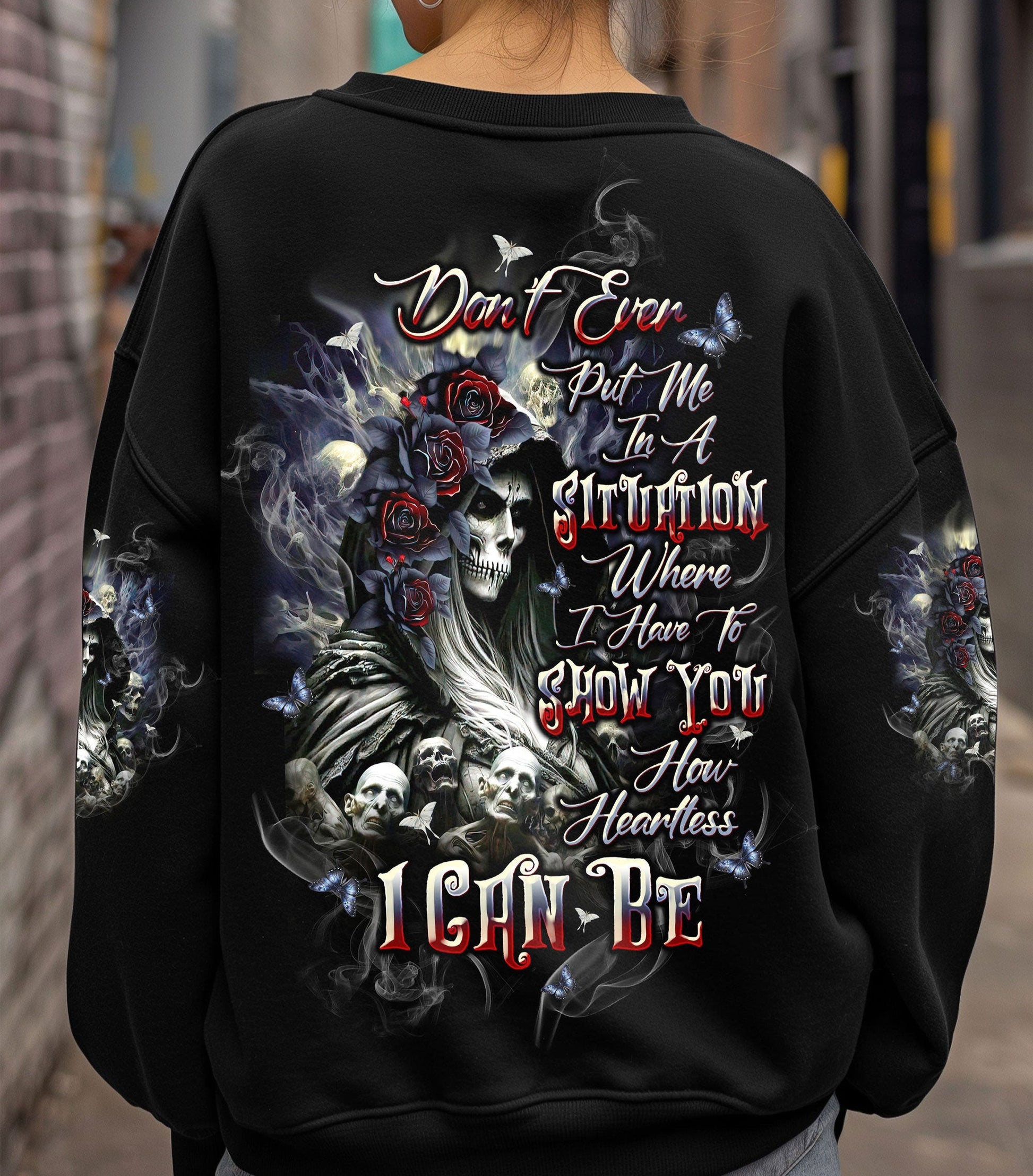 HOW HEARTLESS I CAN BE SKULL LADY ALL OVER PRINT - TLTW0303251