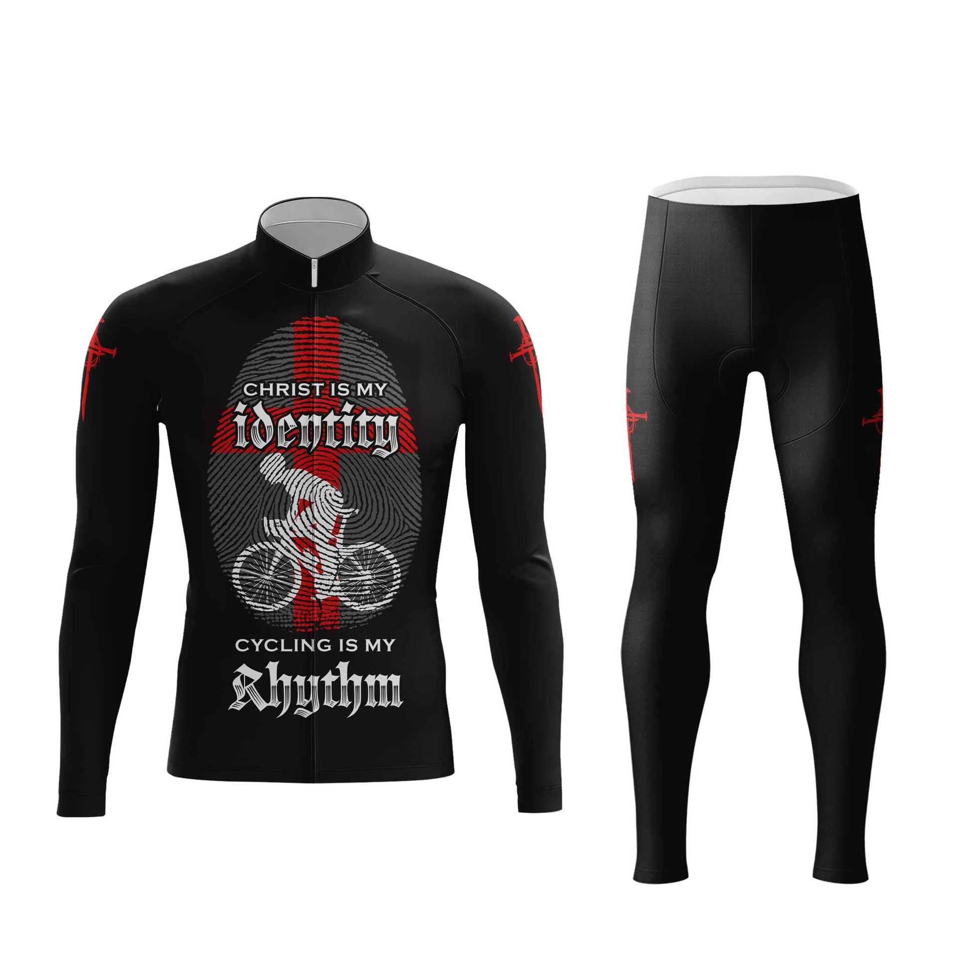 Christ Is My Identity Men's Cycling Jersey Set, Road Bike Cycling Kit for Men, Biking Outfit, Bicycle Suit, Team Racing Uniform