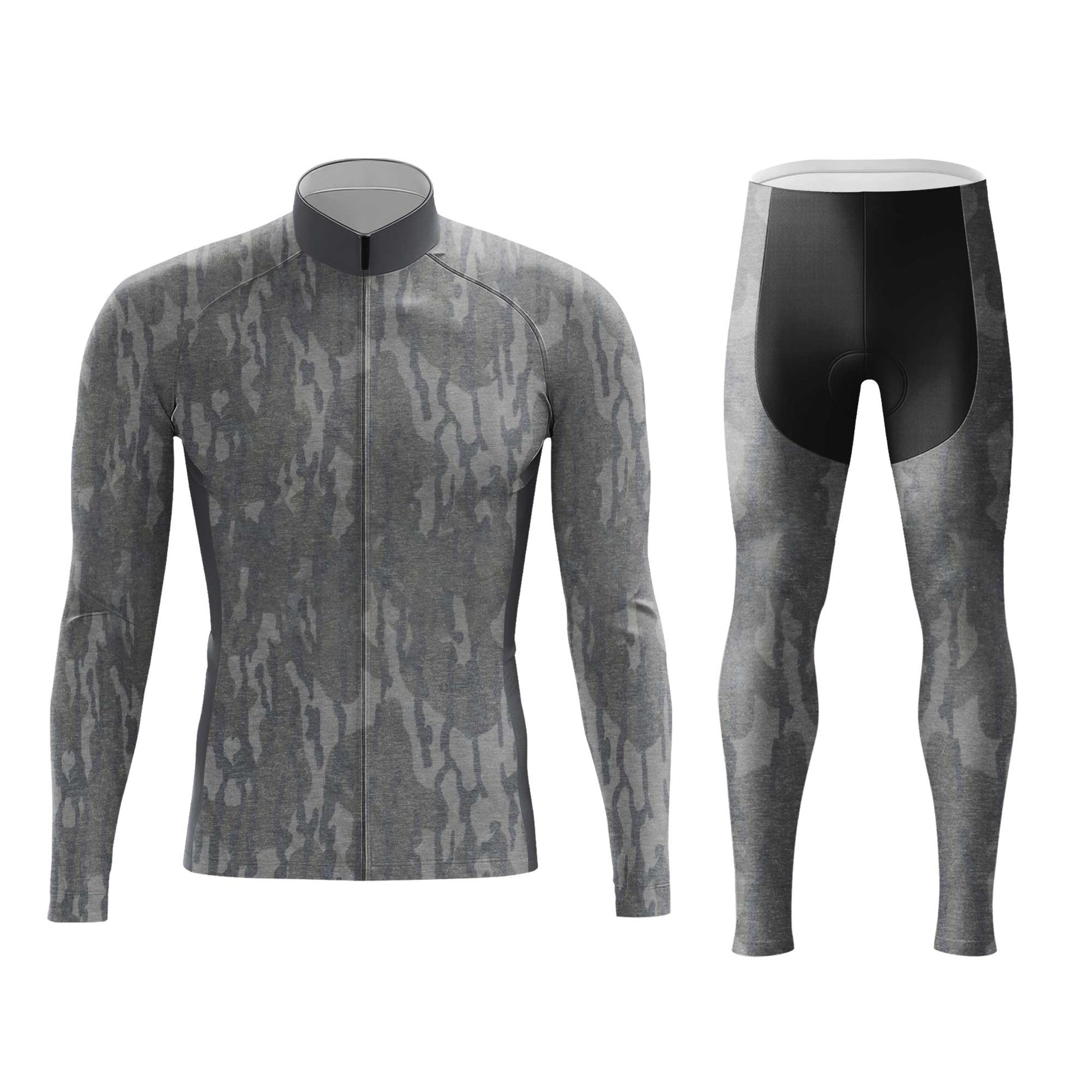Grey Camo Men's Cycling Jersey Set, Road Bike Cycling Kit for Men, Biking Outfit, Bicycle Suit, Team Racing Uniform