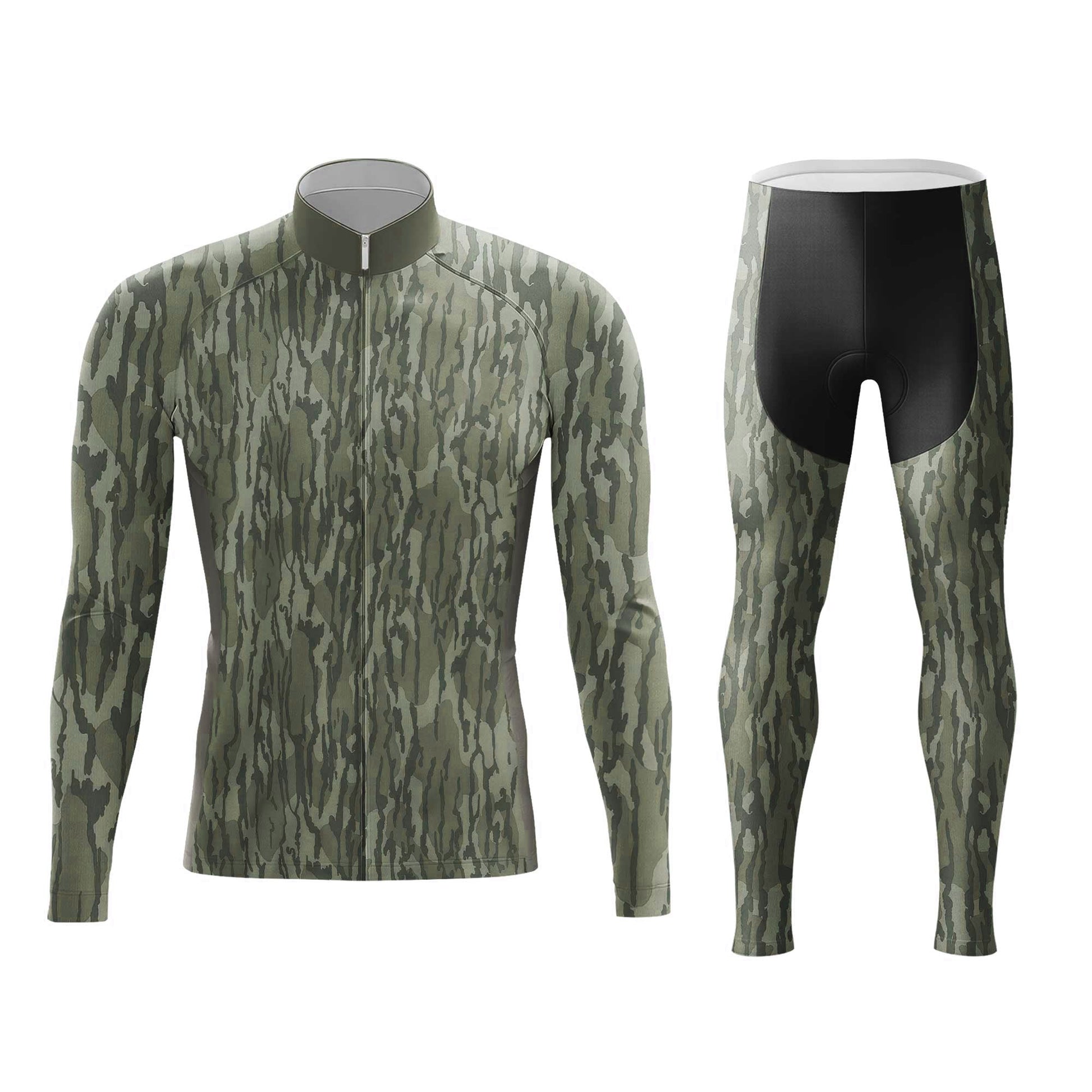 Green Camo Men's Cycling Jersey Set, Road Bike Cycling Kit for Men, Biking Outfit, Bicycle Suit, Team Racing Uniform
