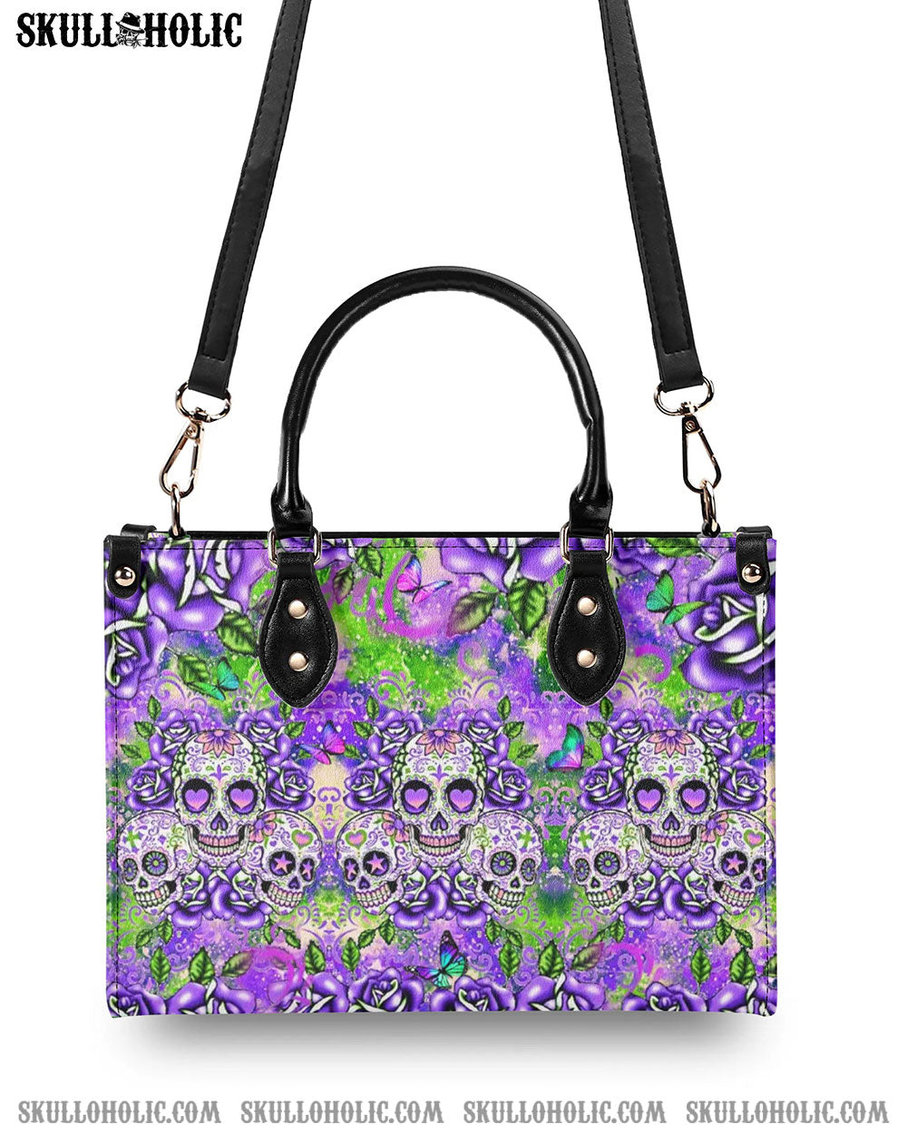 COLORFUL SUGAR SKULLS LEATHER HANDBAG - YHLT0108242