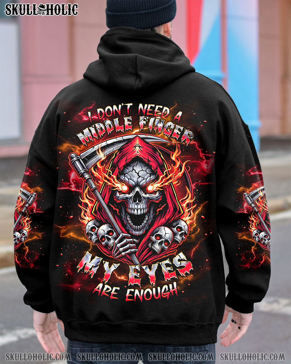 I DON'T NEED A MIDDLE FINGER SKULL REAPER TIE DYE  ALL OVER PRINT - TLNT1611241