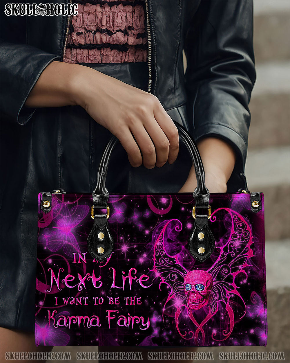 KARMA FAIRY SKULL LEATHER HANDBAG - YHLN2503242