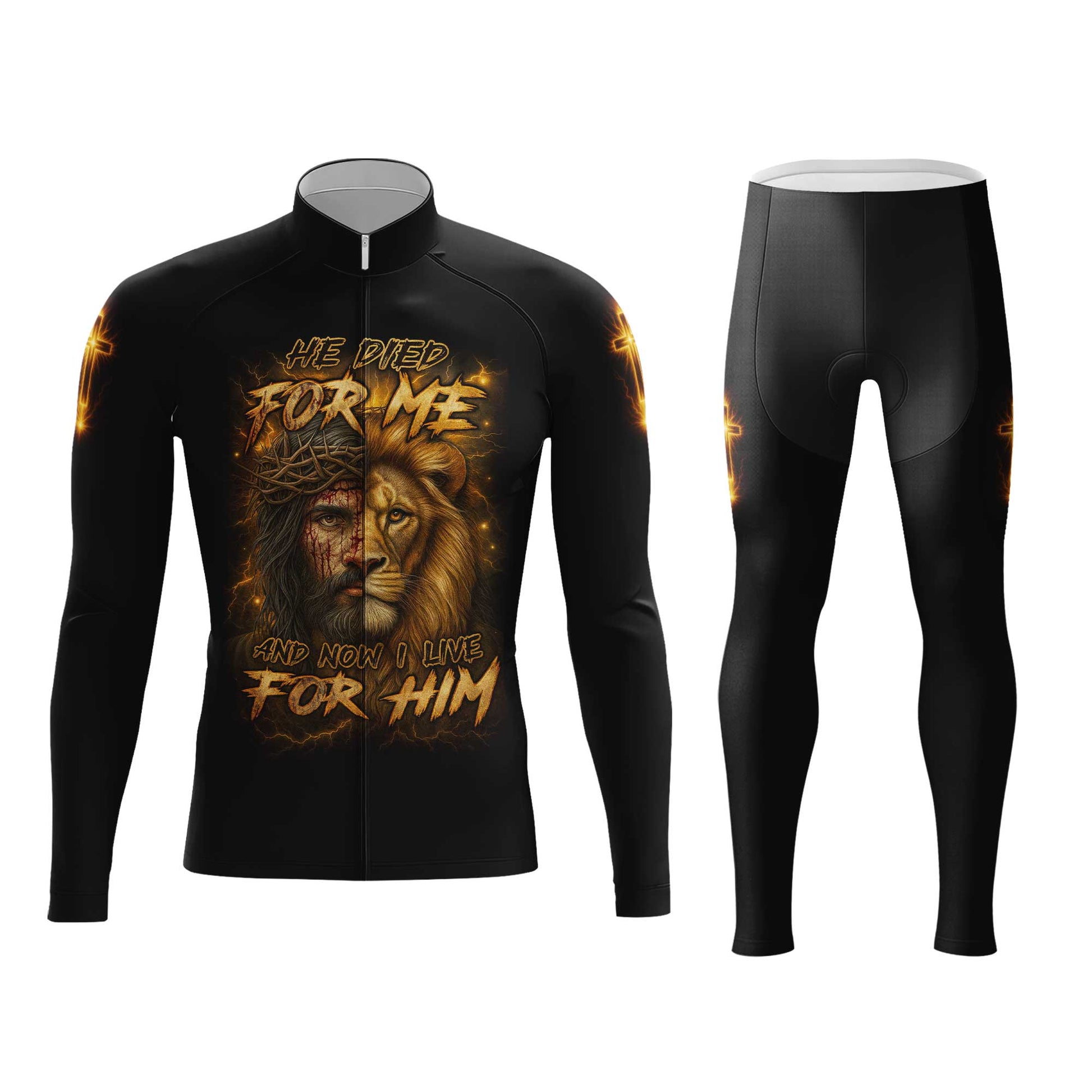 Jesus Lion Men's Cycling Jersey Set, Road Bike Cycling Kit for Men, Biking Outfit, Bicycle Suit, Team Racing Uniform