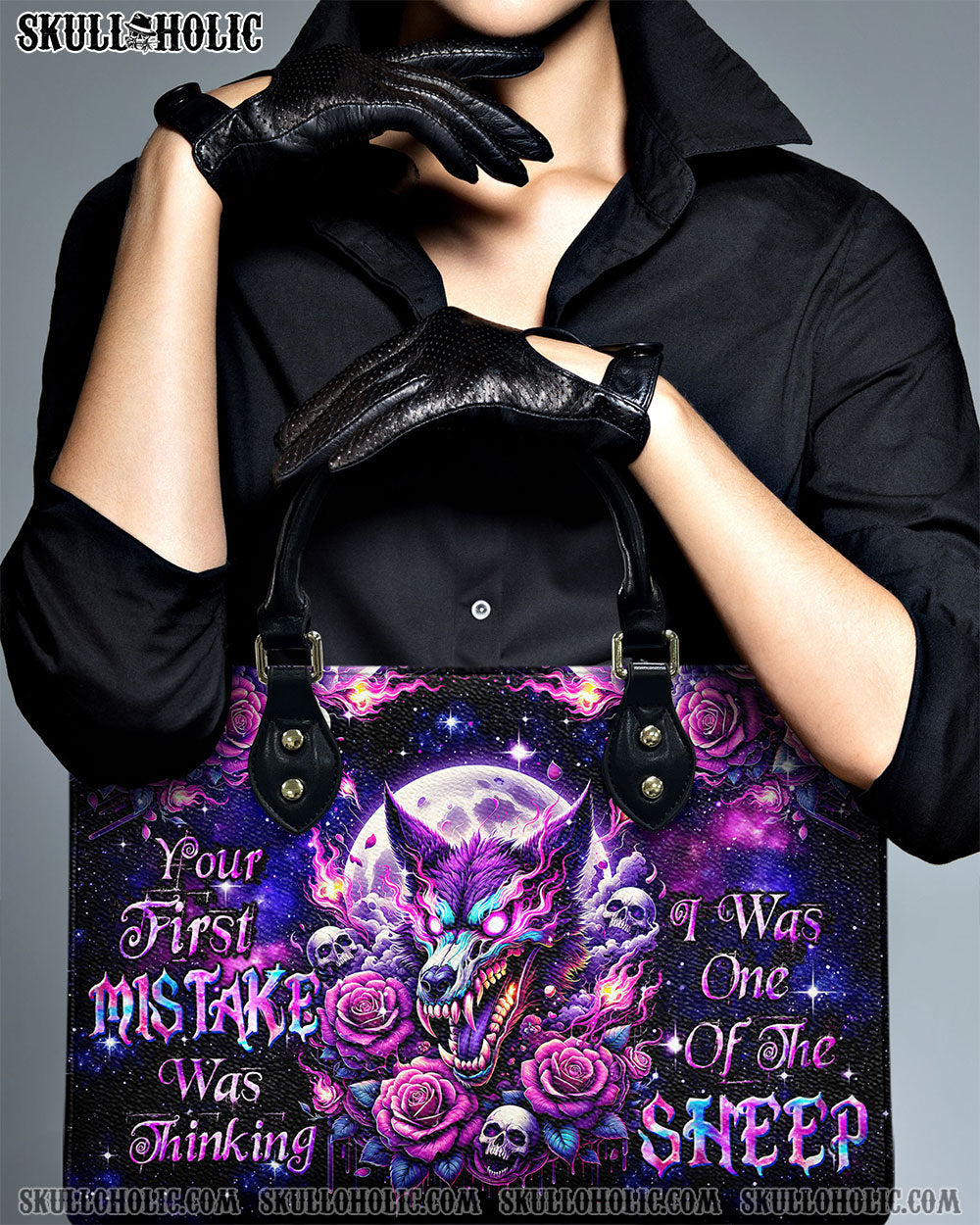 YOUR FIRST MISTAKE SKULL WOLF LEATHER HANDBAG - TLTW1706241