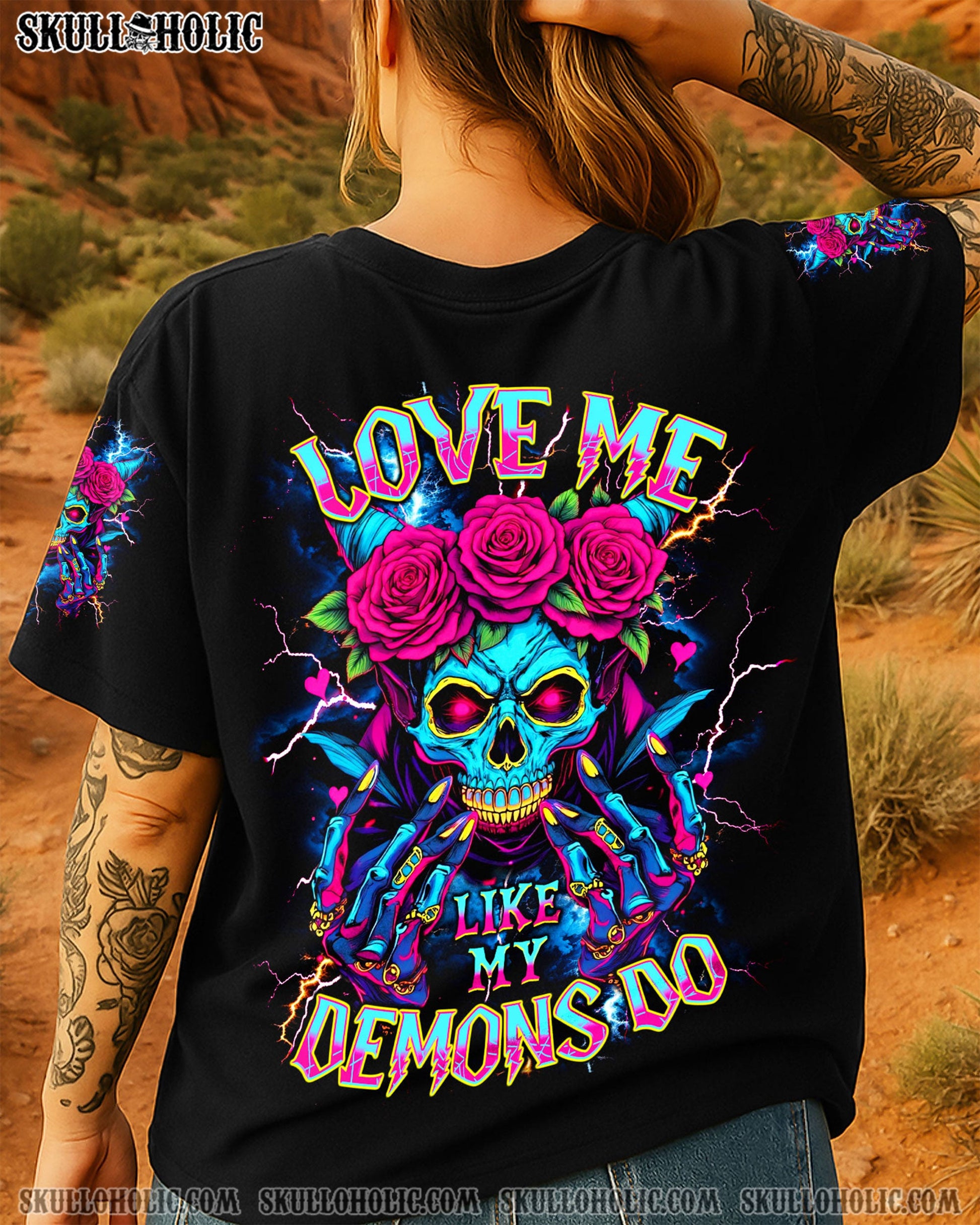 LOVE ME LIKE MY DEMONS DO SKULL ALL OVER PRINT  - TLNT1804255