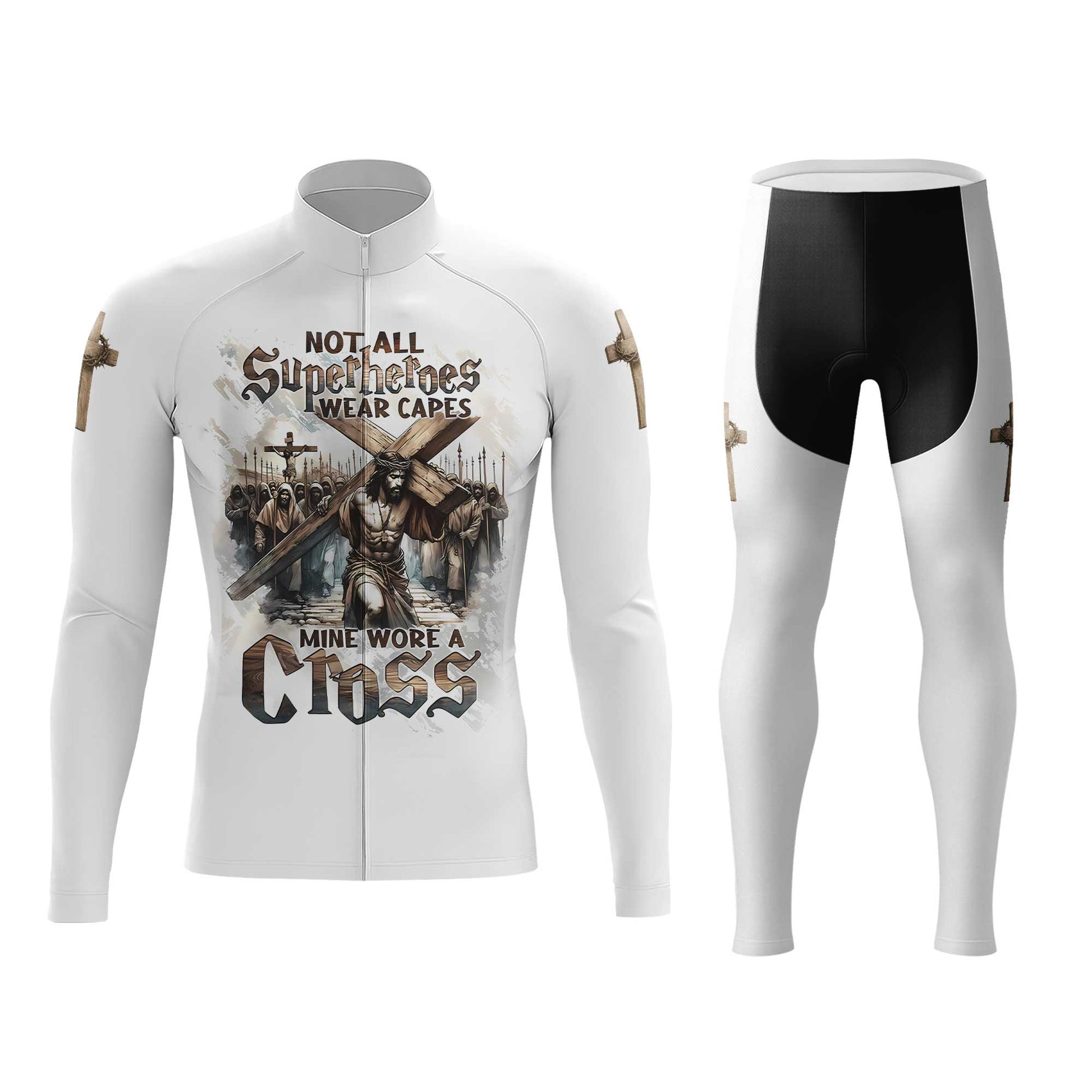 Jesus Cross Men's Cycling Jersey Set, Road Bike Cycling Kit for Men, Biking Outfit, Bicycle Suit, Team Racing Uniform