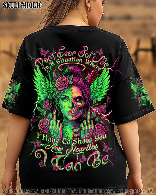 HOW HEARTLESS I CAN BE SKULL HALF LADY ALL OVER PRINT - TLNT1504251