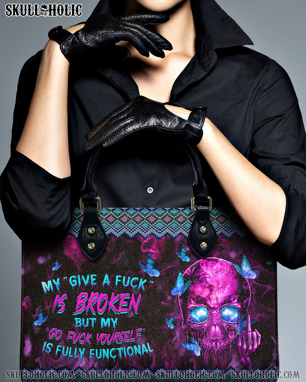 MY GIVE A F IS BROKEN LEATHER HANDBAG - YHHN2603243