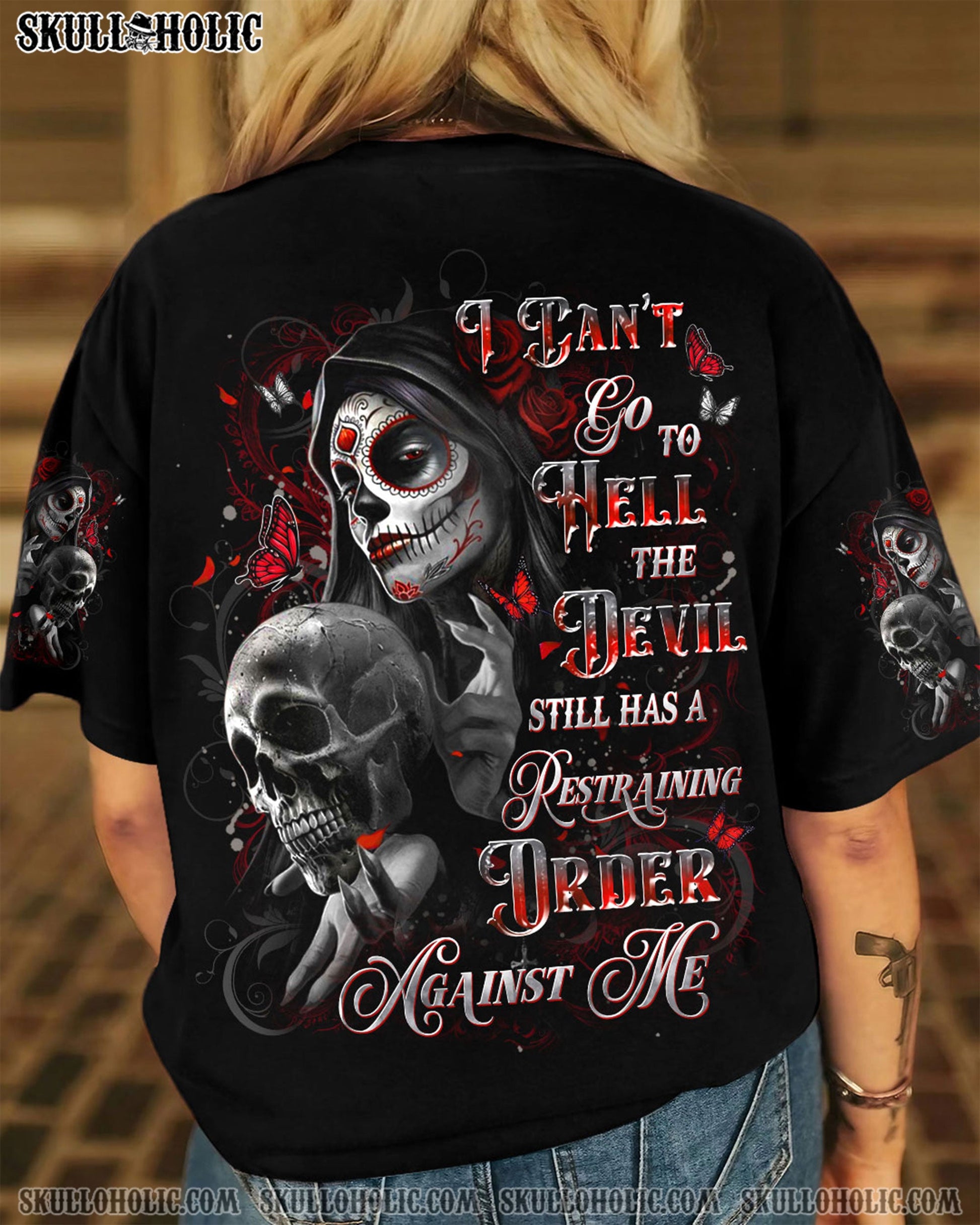 I CAN'T GO TO HELL SKULL LADY ALL OVER PRINT - YHDU1604254