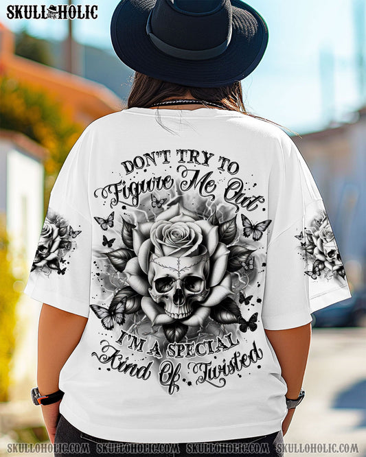DON'T TRY TO FIGURE ME OUT SKULL ROSE  ALL OVER PRINT   - TLNZ2803253