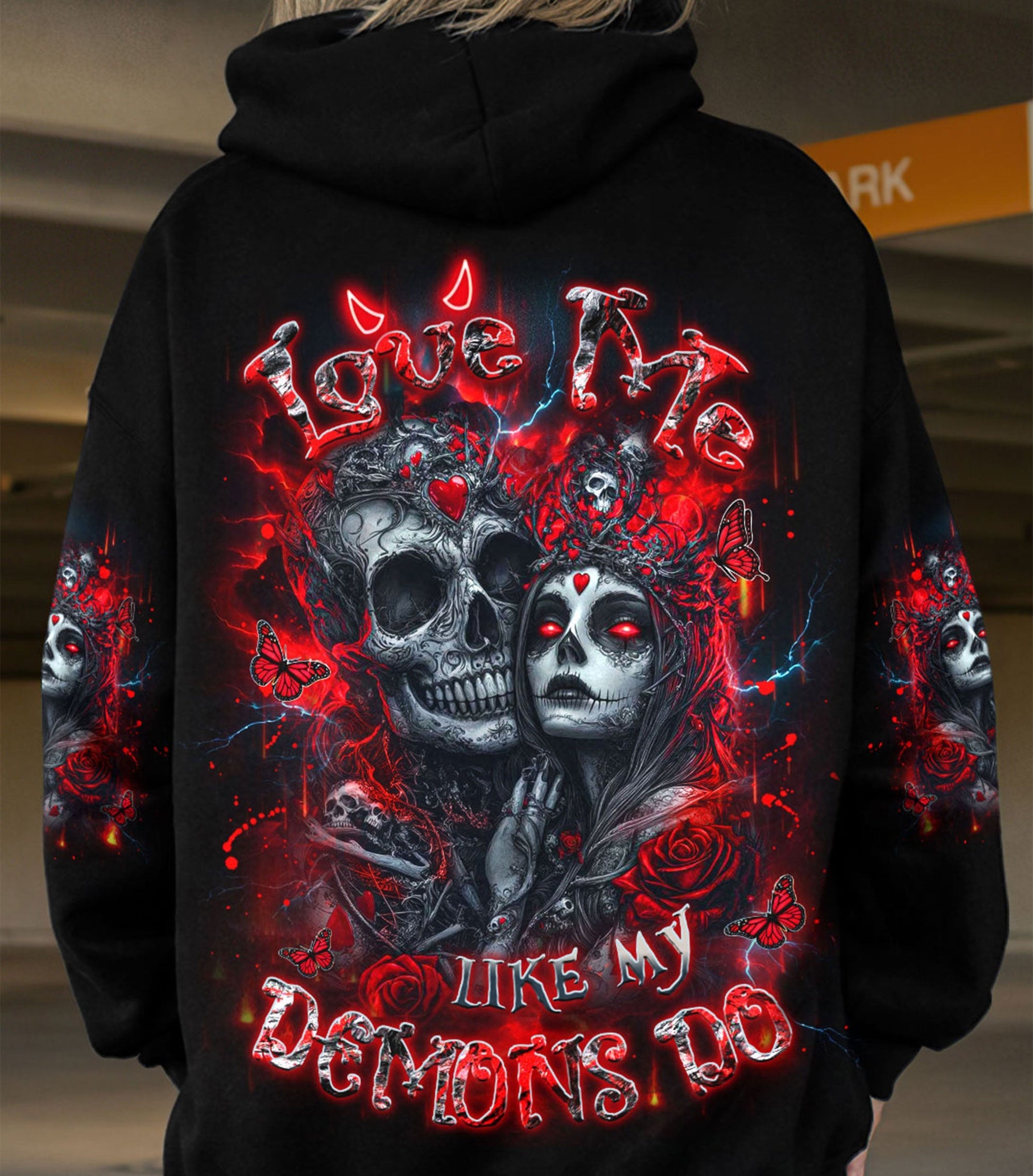 LOVE ME LIKE MY DEMONS DO SKULL ALL OVER PRINT - YHDU2702252