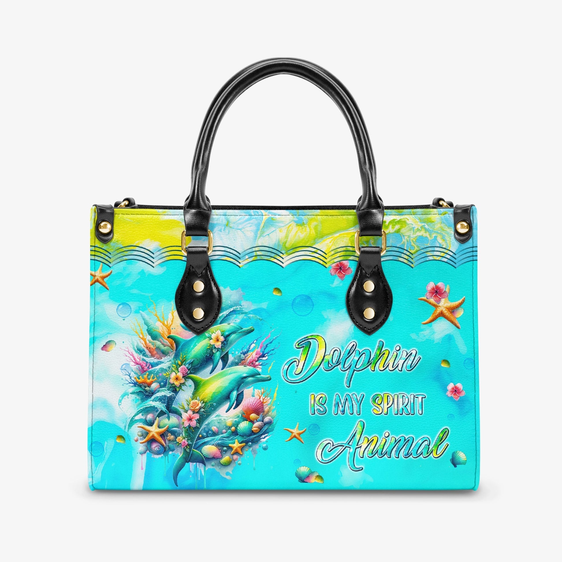 Bigcrowns DOLPHIN IS MY SPIRIT ANIMAL LEATHER HANDBAG TLPQ2903242