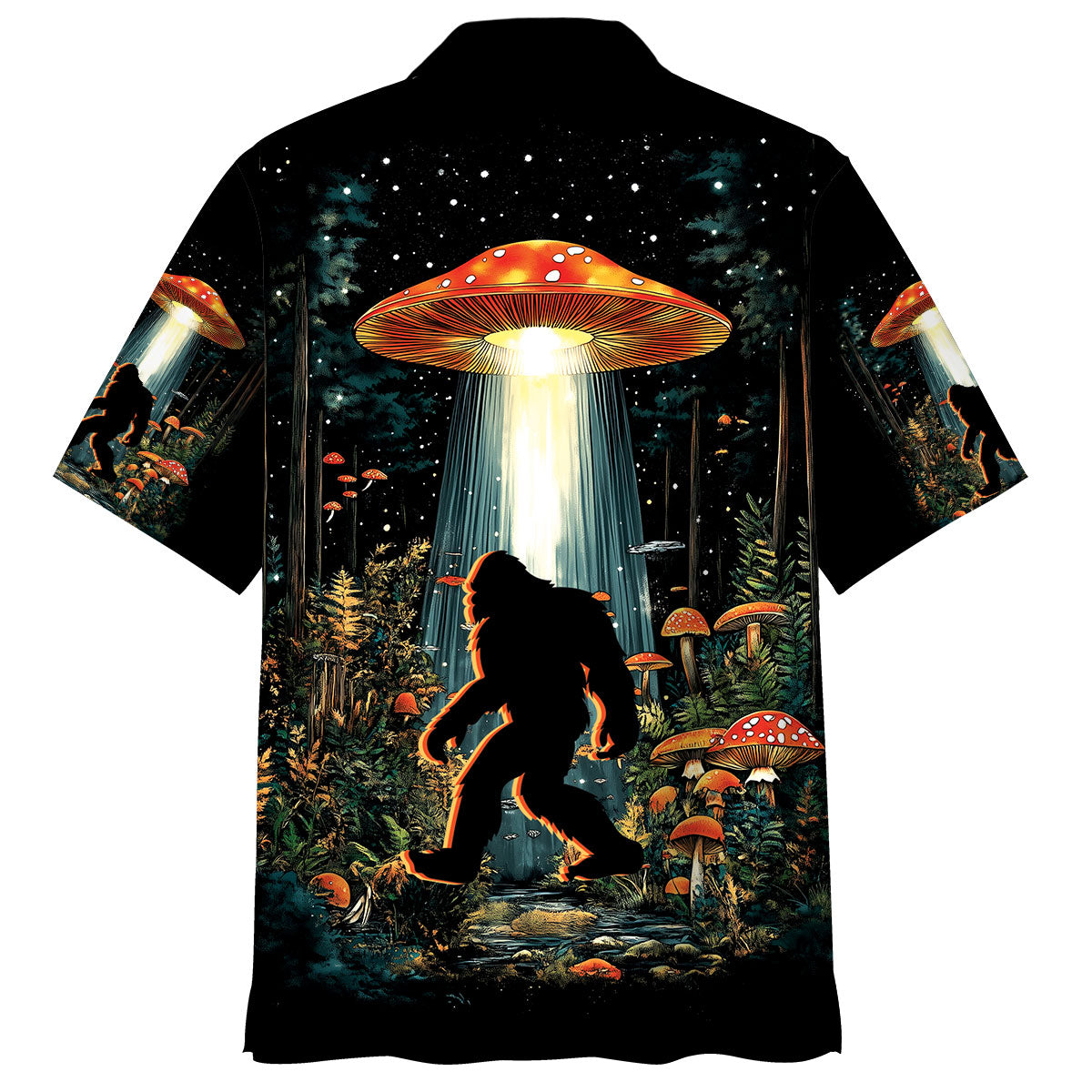 Mushroom Bigfoot Night Hawaiian Shirt