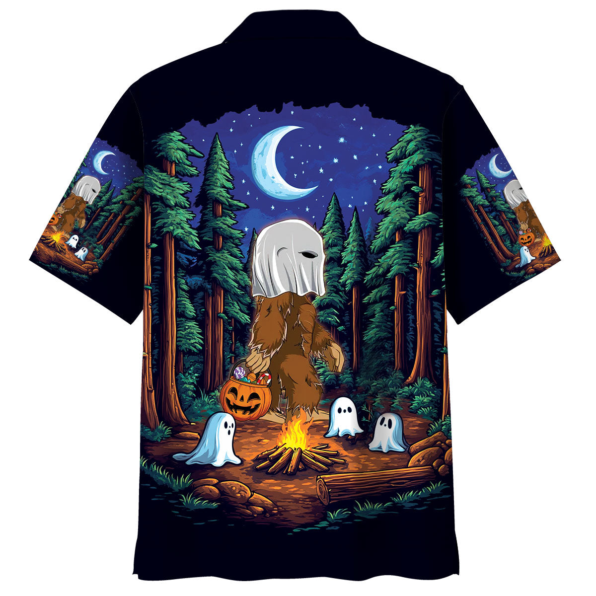 Bigfoot Spooky Camping Night Hawaiian Shirt
