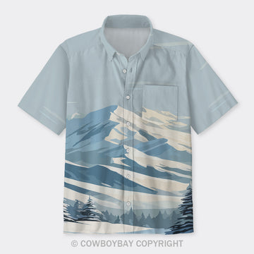 Cold Snow Mountain Design Button Up Shirts