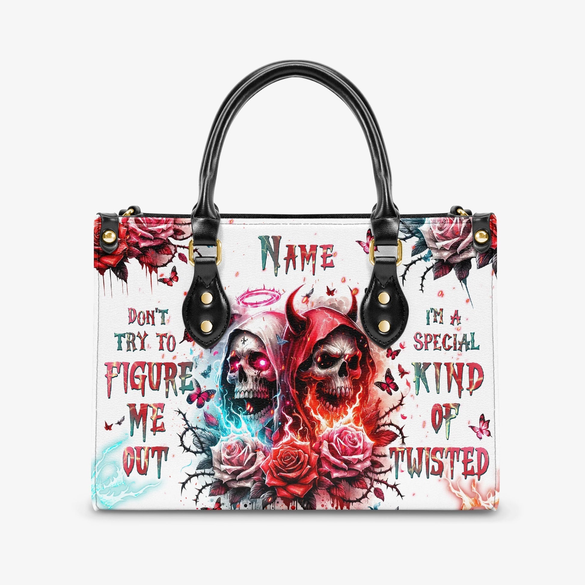 DON'T TRY TO FIGURE ME OUT SKULL LEATHER HANDBAG - TLPQ2503243
