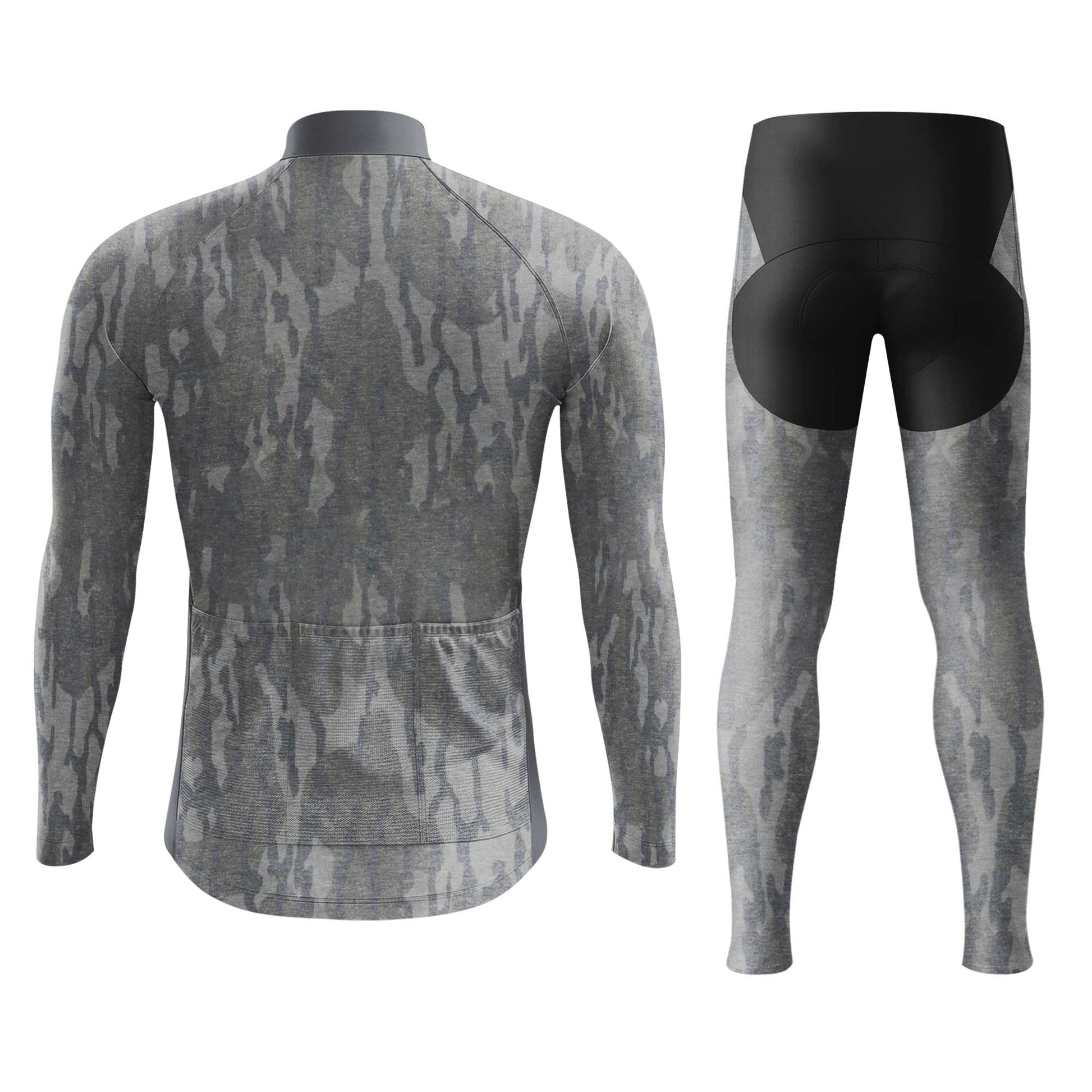 Grey Camo Men's Cycling Jersey Set, Road Bike Cycling Kit for Men, Biking Outfit, Bicycle Suit, Team Racing Uniform