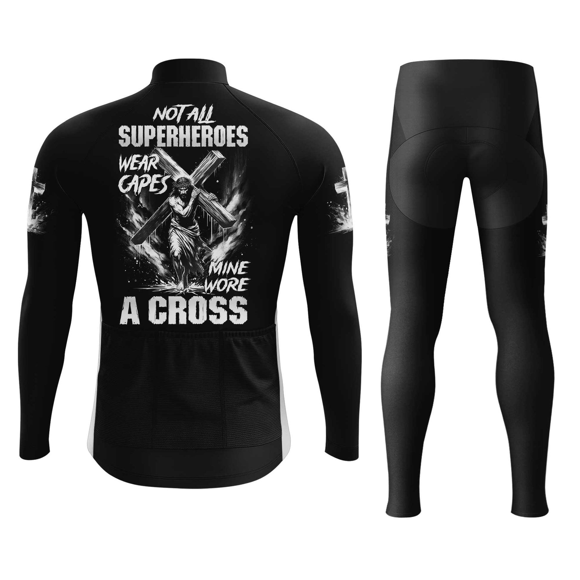 Jesus Cross Men's Cycling Jersey Set, Road Bike Cycling Kit for Men, Biking Outfit, Bicycle Suit, Team Racing Uniform